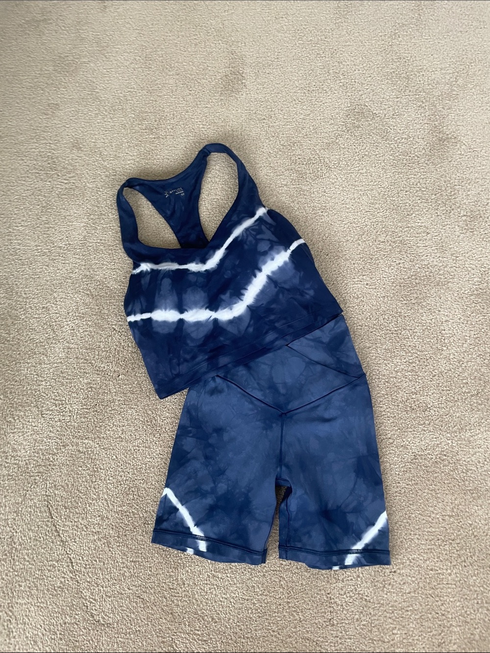 aerie Navy Tie-Dye High Waist Shorts Set